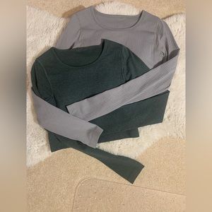 Lululemon NWOT Ebb to Street Long sleeve shirt(s) in gray and green, Size 6
